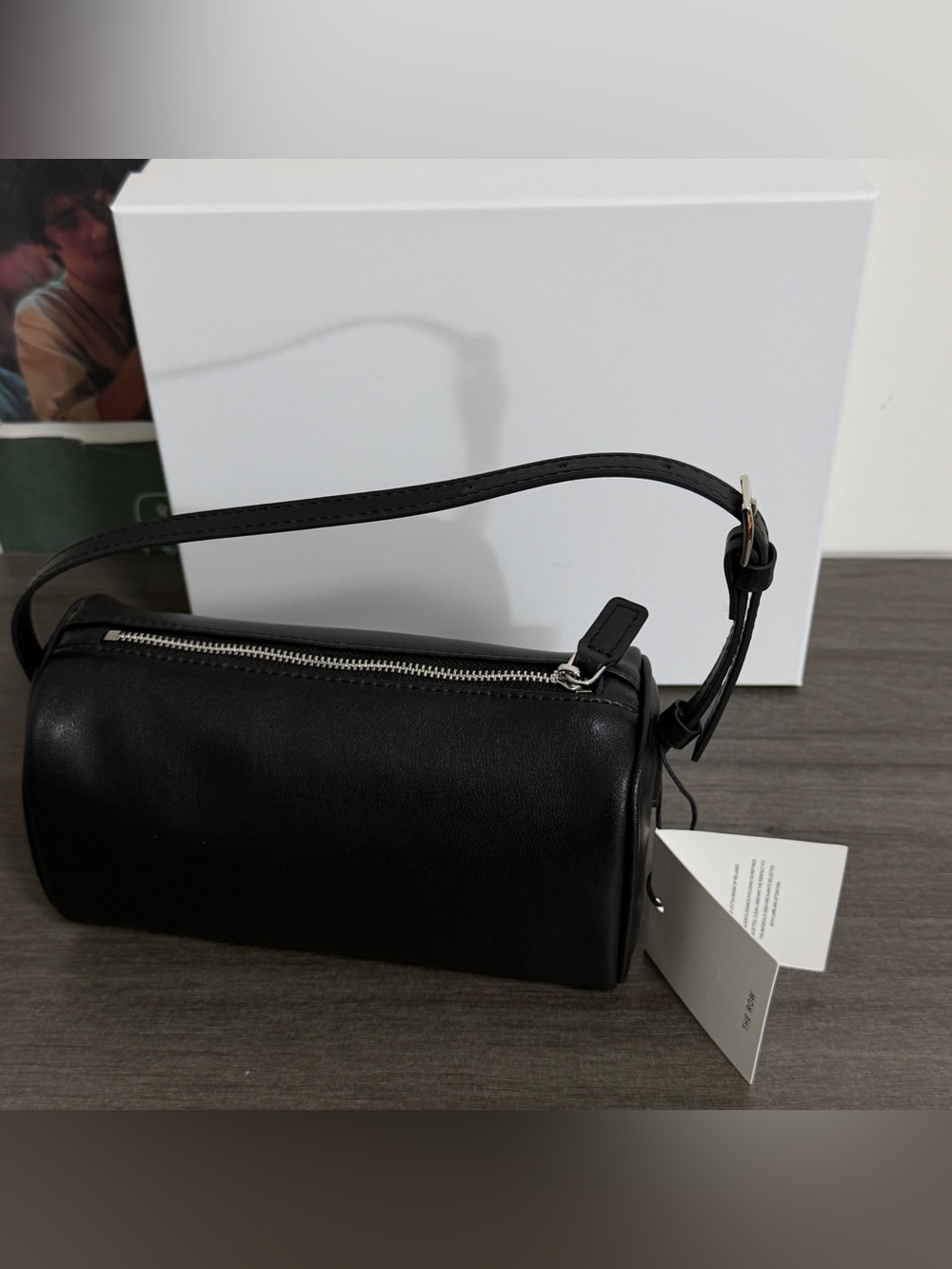 The Row Black Leather Cylinder Pouch with Strap - Picture 4 of 4